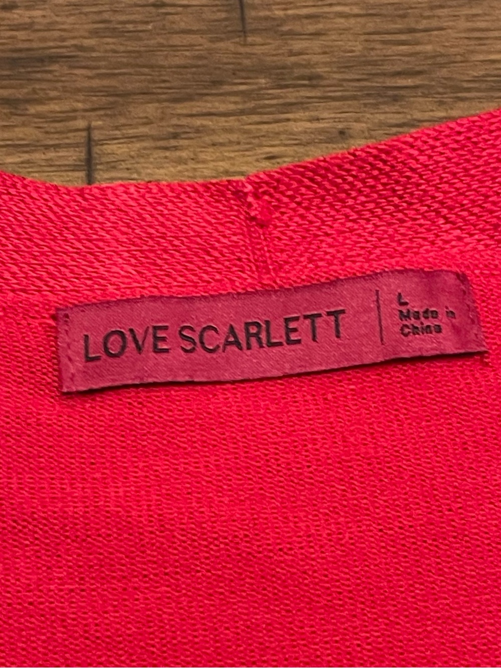 Open-Front Red Ribbed Hem Cardigan Sweater - Picture 4 of 8